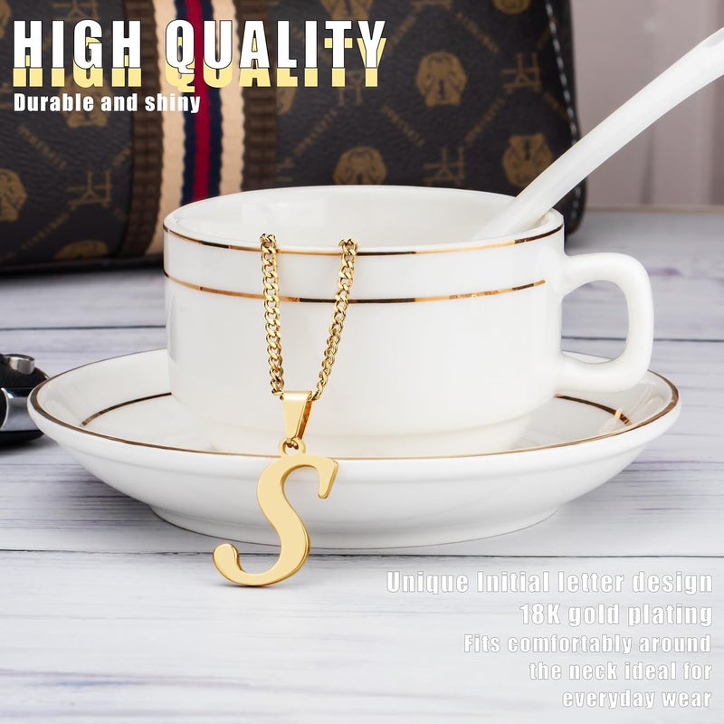 Suweibuke Initial Necklace for Men Women Boys Girls, 18K Gold Plated 26 Letters Pendant Necklace, Personalized Jewelry Gifts - Image 1